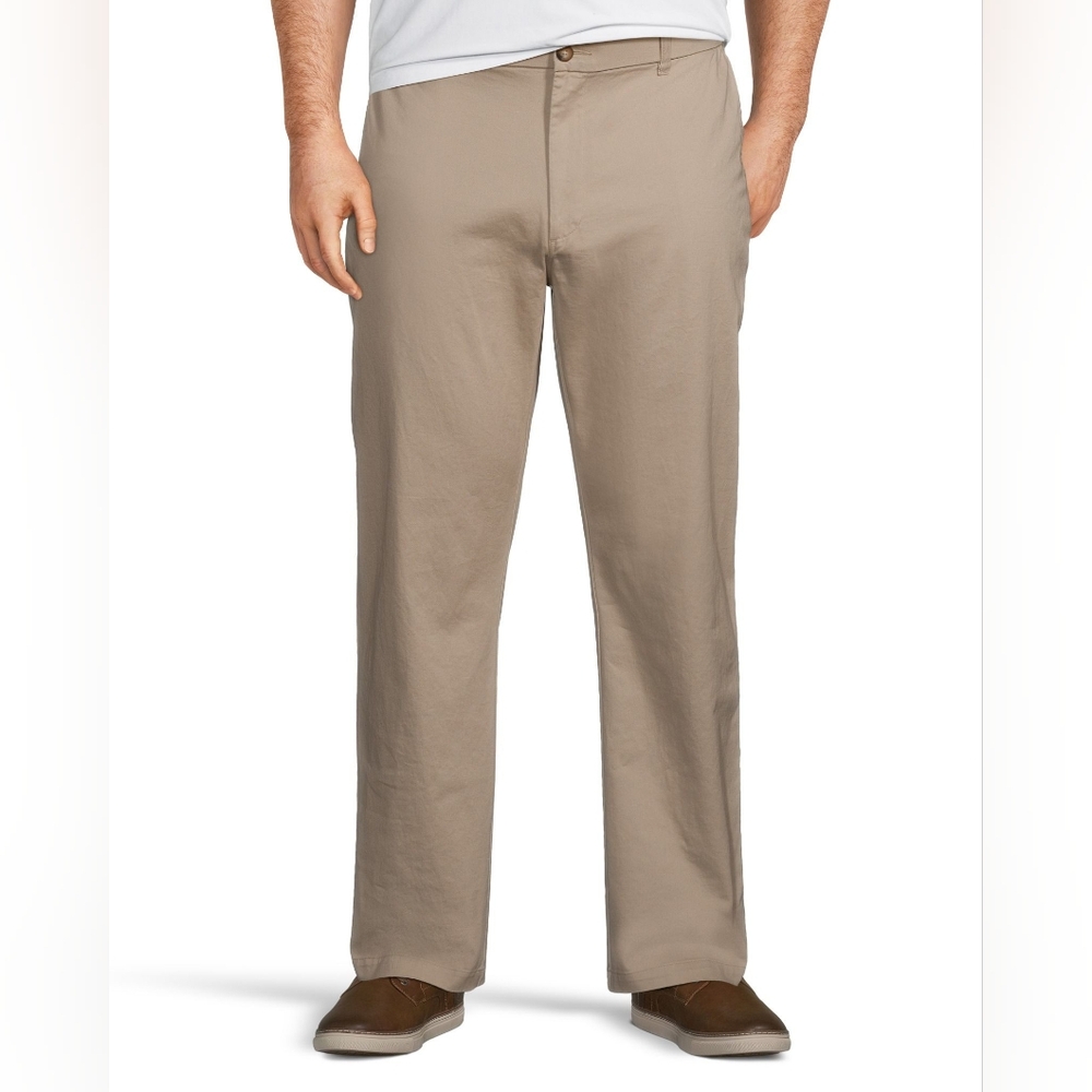 Denver Hayes Men's Flat Front Relaxed Khaki with 360° Flextech Waist Pant 42x30